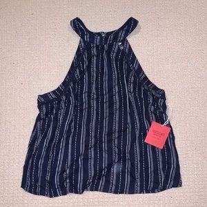 Navy and White Striped Blouse